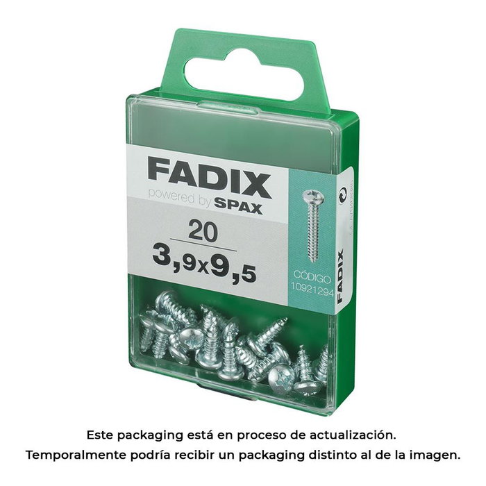 Fadix Vis à tôle tête ronde 3,9 x 9,5 mm (Boîte de 20 unités) Fadix Vis à tôle tête ronde 3,9 x 9,5 mm (Boîte de 20 unités)