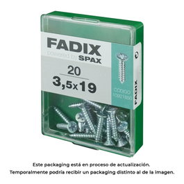 Fadix Vis à tôle 3,5 x 19 mm tête plate, boîte de 20 unités