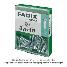 Fadix Vis à tôle 3,9 x 19 mm tête plate zincée, boîte de 20 unités
