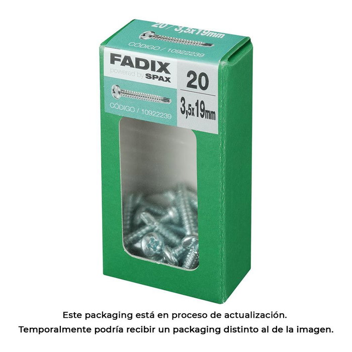 Fadix Vis à tôle autotaraudeuse 3,5x19mm, tête ronde, boîte de 20 unités Fadix Vis à tôle autotaraudeuse 3,5x19mm, tête ronde, boîte de 20 unités
