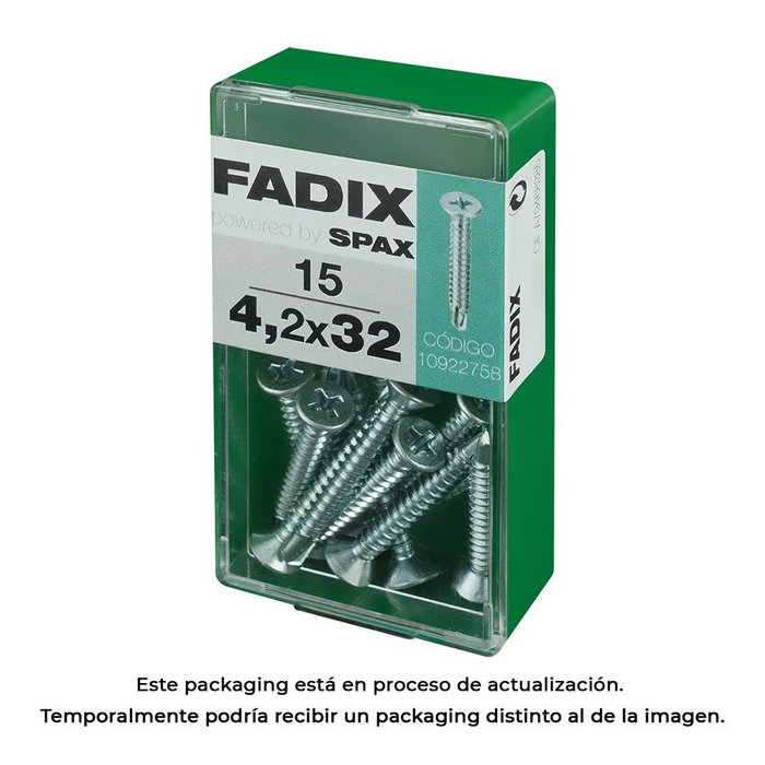 Fadix Vis à tôle autotaladrantes 4,2x32mm tête plate - Boîte de 15 unités Fadix Vis à tôle autotaladrantes 4,2x32mm tête plate - Boîte de 15 unités