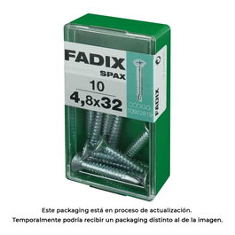 Fadix Boîte de 10 vis à tôle 4,8x32 mm, tête plate, zinguées