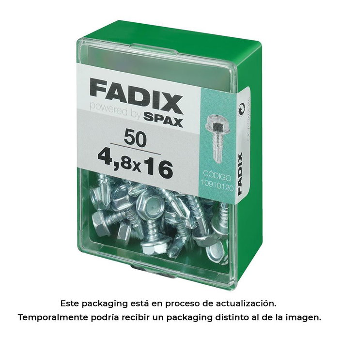 Fadix 10910120 Boîte de 50 vis autotaraudeuses à tête hexagonale 4,8x16 mm Fadix 10910120 Boîte de 50 vis autotaraudeuses à tête hexagonale 4,8x16 mm