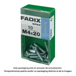 Fadix Boîte de 10 vis métriques M 4x20mm à tête plate en acier
