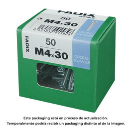 Fadix Boîte de 50 vis métriques M 4x30mm à tête plate
