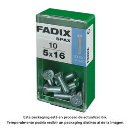 Fadix Boîte de 10 vis métriques M 5x16mm avec tête plate en acier