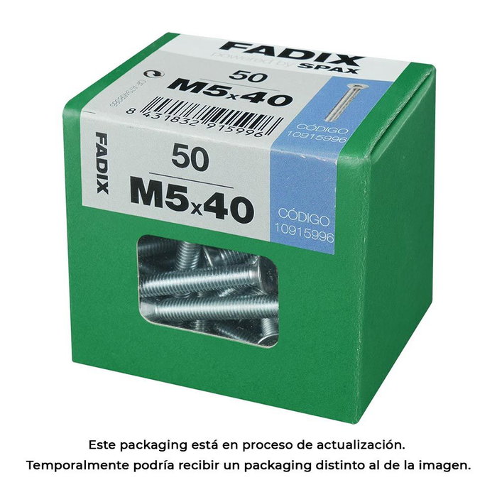 Fadix Boîte de 50 vis métriques CP M5x40mm tête plate DIN 965 référence 10915996 Fadix Boîte de 50 vis métriques CP M5x40mm tête plate DIN 965 référence 10915996