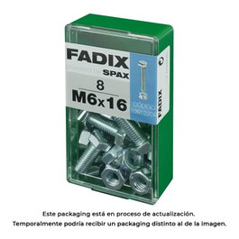 Fadix Boîte de 8 vis métriques avec écrou M 6x16mm tête hexagonale