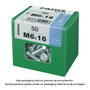 Fadix 10912223 Boîte de 50 vis métriques + écrous tête hexagonale M6x16mm acier zingué