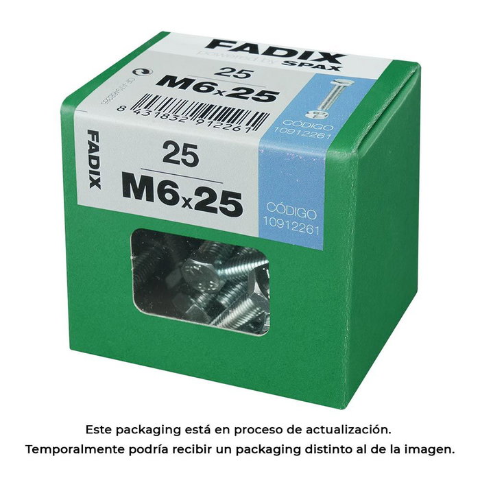 Fadix 10912261 Boîte de 25 vis métriques tête hexagonale + écrou M 6 x 25 mm acier zingué DIN 933 Fadix 10912261 Boîte de 25 vis métriques tête hexagonale + écrou M 6 x 25 mm acier zingué DIN 933