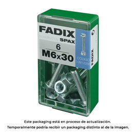 Fadix Boîte de 6 vis métriques à tête hexagonale avec écrou M 6x30mm