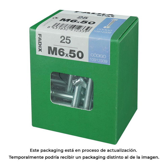Fadix 10912339 Boîte de 25 vis métriques + écrous tête hexagonale M6x50mm acier zingué Fadix 10912339 Boîte de 25 vis métriques + écrous tête hexagonale M6x50mm acier zingué