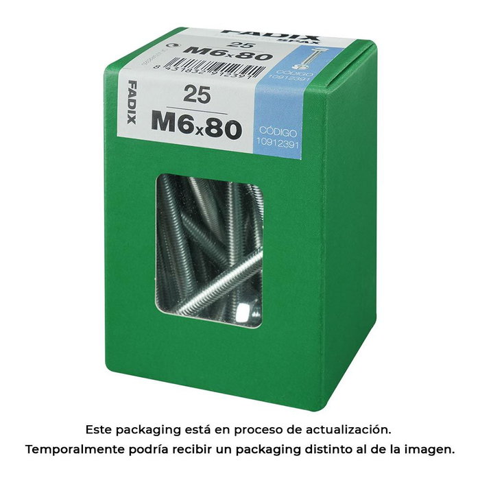 Fadix 10912391 Boîte de 25 vis métrique tête hexagonale + écrou DIN 933 6x80 mm acier zingué Fadix 10912391 Boîte de 25 vis métrique tête hexagonale + écrou DIN 933 6x80 mm acier zingué