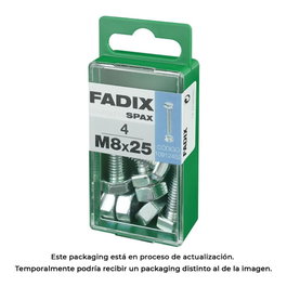 Fadix Boîte de 4 vis métriques avec tête hexagonale et écrou M 8x25mm