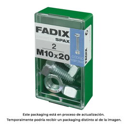 Fadix Jeu de 2 vis métriques à tête hexagonale et écrou M 10 x 20 mm