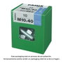 Fadix 10912728 Lot de 10 vis métrique tête hexagonale + écrou M10x40mm acier zingué DIN 933