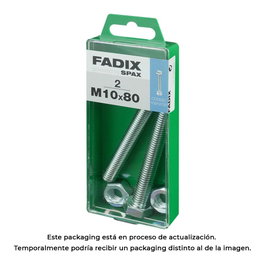 Fadix Kit de 2 vis métriques M 10 x 80 mm avec tête hexagonale et écrou