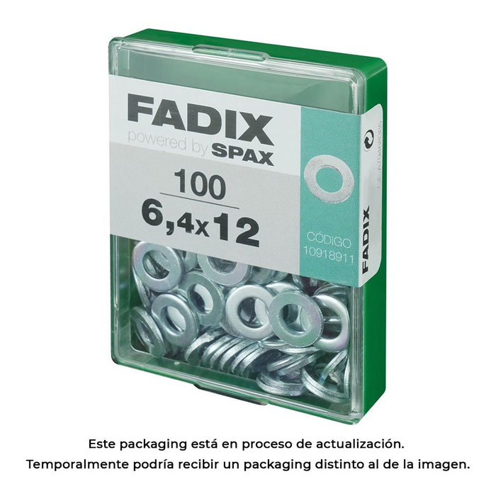 Fadix Boîte de 100 rondelles plates en acier zinc 6,4 x 12 mm Fadix Boîte de 100 rondelles plates en acier zinc 6,4 x 12 mm