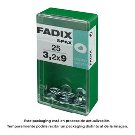 Fadix Boîte de 25 rondelles plates larges 3,2 x 9 mm en acier zingué