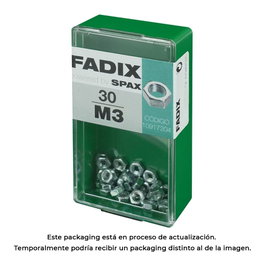 Fadix Boîte de 30 écrous hexagonaux M 3 en acier zincé