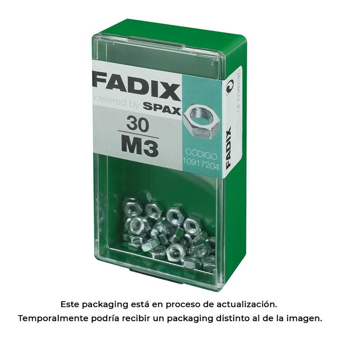 Fadix Boîte de 30 tuercas M 3 zincées Fadix Boîte de 30 tuercas M 3 zincées