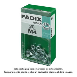 Fadix Boîte de 20 écrous hexagonaux M4 zingués