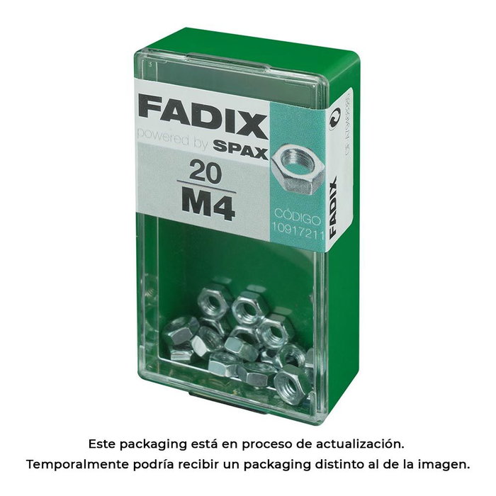 Fadix Boîte de 20 unités de tuercas M 4 en acier zingué Fadix Boîte de 20 unités de tuercas M 4 en acier zingué