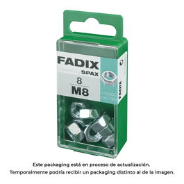Fadix Boîte de 8 écrous hexagonaux M 8 en acier zingué