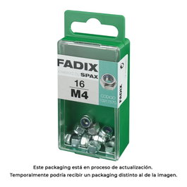 Fadix Boîte de 16 écrous autofreinés M4 en acier zingué