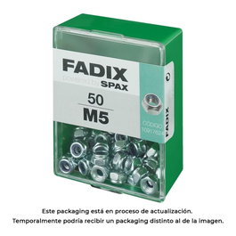 Fadix Boîte de 50 écrous autobloquants M 5 en acier zingué