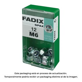 Fadix Boîte de 12 écrous autobloquants M 6 en acier zingué