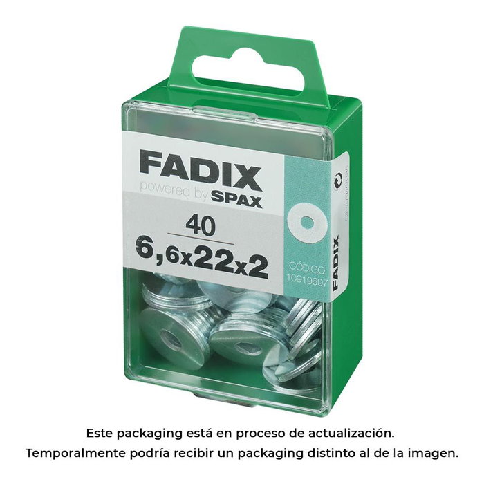 Fadix 10919697 Boîte de 40 rondelles larges zinguées 6,6x22x2mm DIN 440 acier
