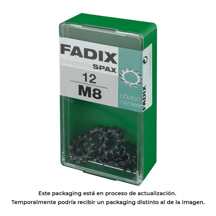 Fadix Boîte de 12 rondelles dentées M 8 en acier Fadix Boîte de 12 rondelles dentées M 8 en acier