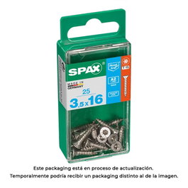 Spax Vis à bois tête plate inox A2 3,5x16mm (Boîte de 25 unités) inevitable