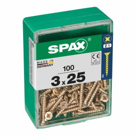 Spax Vis à bois universelles tête plate Yellox 3,0x25mm, boîte de 100 unités