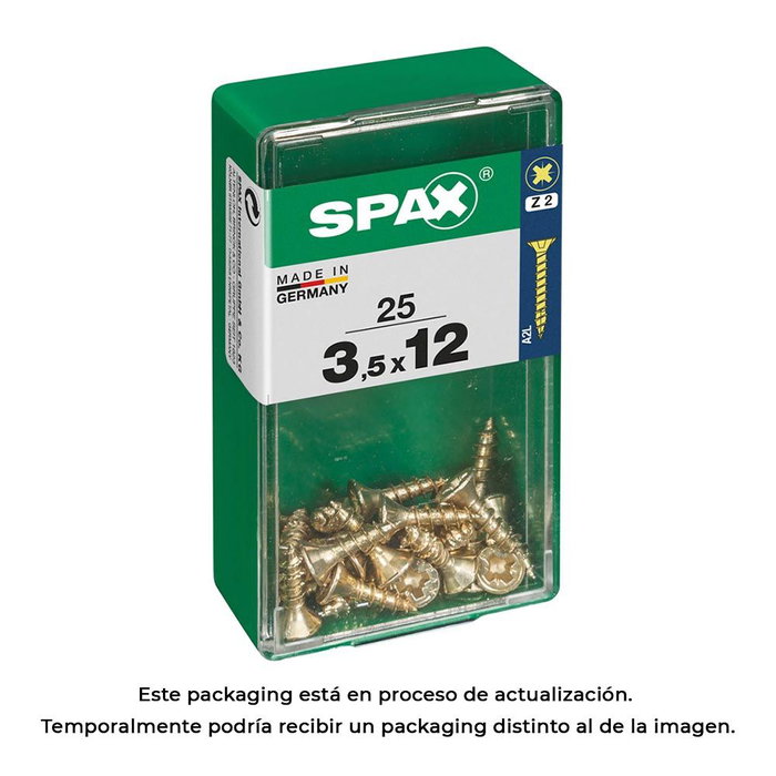 Spax Vis à bois tête plate Yellox 3,5x12mm - Boîte de 25 unités Spax Vis à bois tête plate Yellox 3,5x12mm - Boîte de 25 unités
