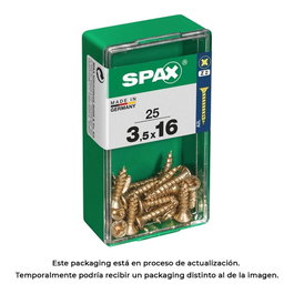 Spax Vis à bois universelles 3,5x16mm tête plate Yellox, boîte de 25 unités