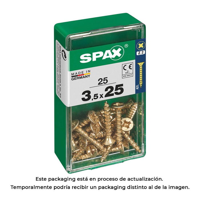 Spax Vis à bois tête plate Yellox 3,5x25mm (Boîte de 25 unités) Spax Vis à bois tête plate Yellox 3,5x25mm (Boîte de 25 unités)