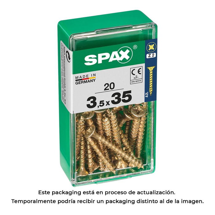 Spax Vis à bois universelle tête plate yellox 3,5x35mm, boîte de 20 unités Spax Vis à bois universelle tête plate yellox 3,5x35mm, boîte de 20 unités