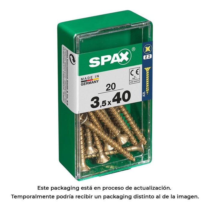 Spax Vis à bois tête plate Yellox 3,5x40mm (Boîte de 20 unités) Spax Vis à bois tête plate Yellox 3,5x40mm (Boîte de 20 unités)