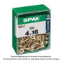 Spax 4081020400162 Boîte de 100 vis à bois tête plate yellox 4,0x16mm, acier, rosca completa, ranura en cruz Z2 4Cut