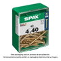 Spax 4081020400402 Boîte de 40 vis à bois tête plate yellox 4,0 x 40 mm