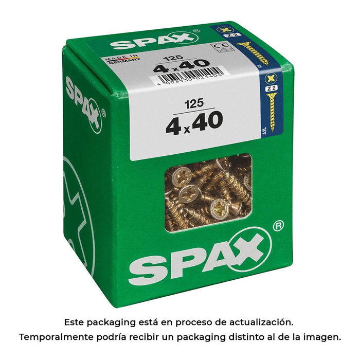 Spax 4081020400407 Boîte de 125 vis à bois tête plate yellox 4,0x40mm Spax 4081020400407 Boîte de 125 vis à bois tête plate yellox 4,0x40mm