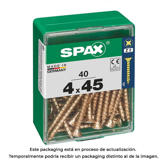 Boîte à vis SPAX Vis à bois Tête plate (4 x 45 mm) (4,0 x 45 mm) Boîte à vis SPAX Vis à bois Tête plate (4 x 45 mm) (4,0 x 45 mm)
