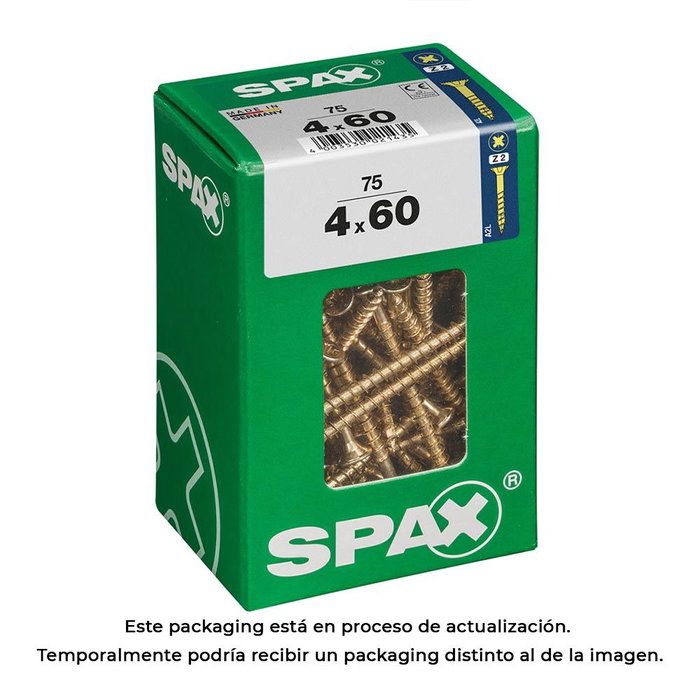 SPAX Boîte de vis à bois à tête plate (4 x 60 mm)