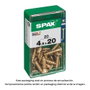 Spax Vis pour bois tête plate yellox 4,5x20mm (Boîte de 20 unités)