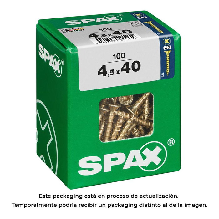 SPAX Boîte de vis à bois à tête plate (4,5 x 40 mm)