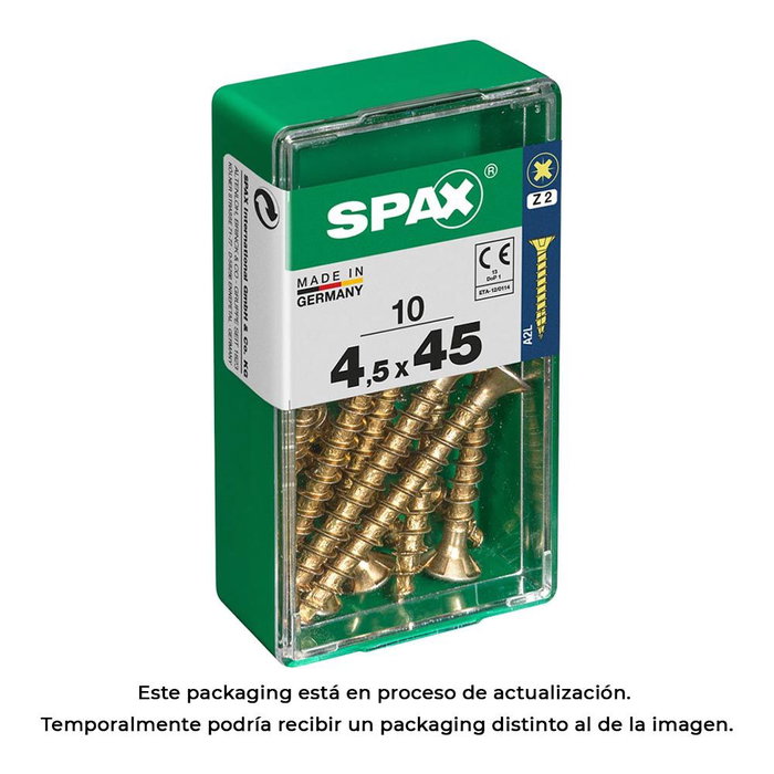 Spax Boîte de 10 vis à bois tête plate Yellox 4,5x45mm Spax Boîte de 10 vis à bois tête plate Yellox 4,5x45mm
