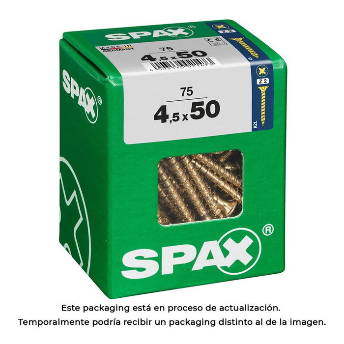 Spax 4081020450507 Vis à bois universelle tête plate Yellox 4,5x50mm 75 pièces Spax 4081020450507 Vis à bois universelle tête plate Yellox 4,5x50mm 75 pièces