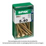 Spax Vis à bois universelle tête plate yellox 5,0x40mm, boîte de 10 unités